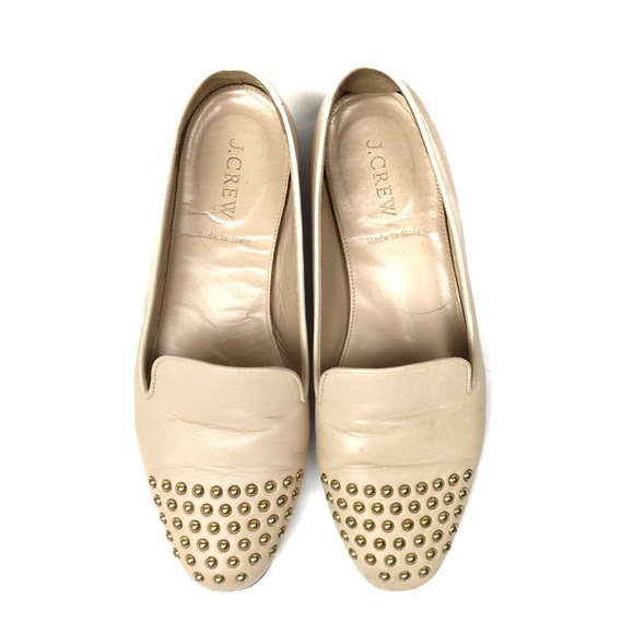 J. Crew Shoes - J. Crew Leather Studded Loafer Beige Tan Cream 6.5